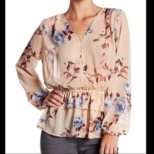 Pleione Long Sleeve Peplum Blouse